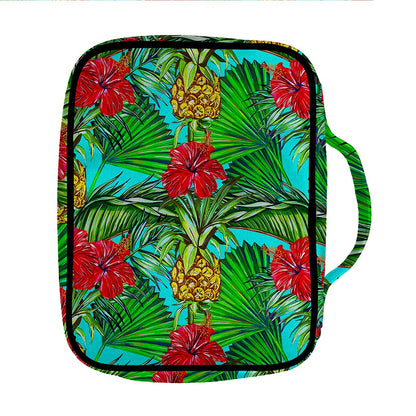 Pineapple Hibiscus Hawaii Pattern Print Front Pocket Bible Bag
