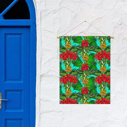 Pineapple Hibiscus Hawaii Pattern Print Garden Flag