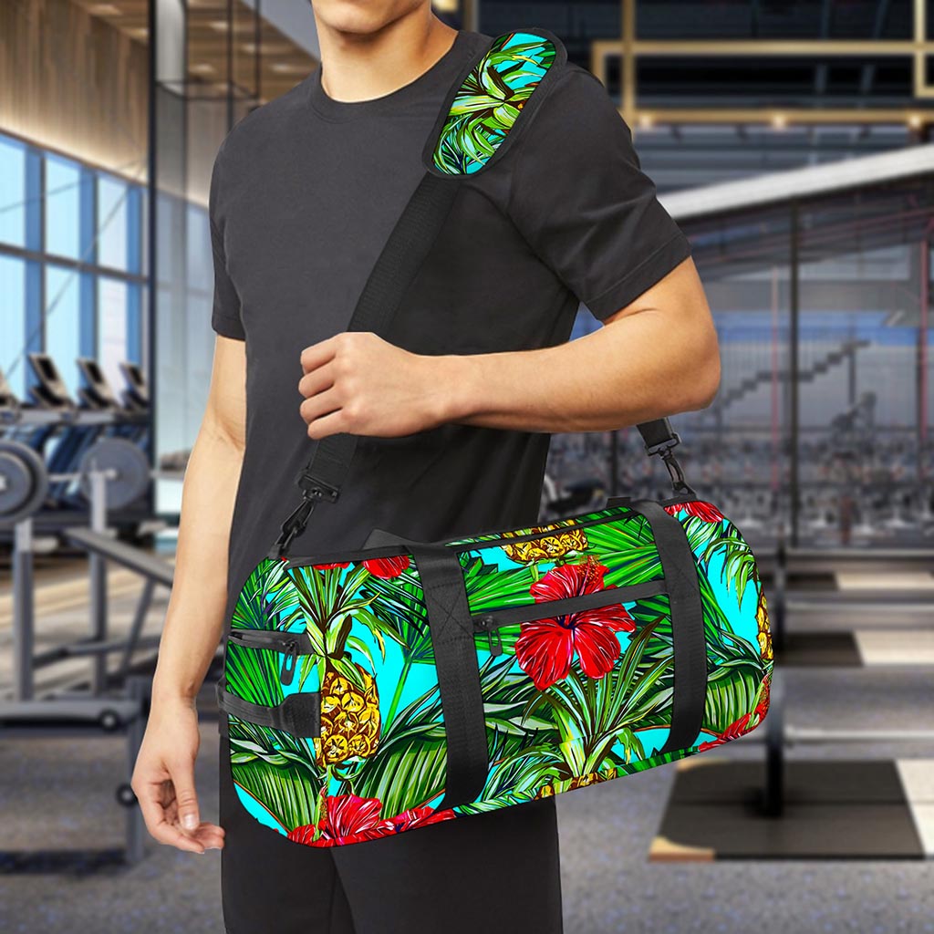 Pineapple Hibiscus Hawaii Pattern Print Gym Bag