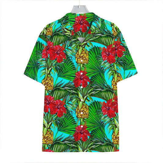 Pineapple Hibiscus Hawaii Pattern Print Hawaiian Shirt