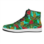 Pineapple Hibiscus Hawaii Pattern Print High Top Leather Sneakers