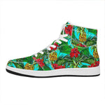 Pineapple Hibiscus Hawaii Pattern Print High Top Leather Sneakers