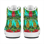 Pineapple Hibiscus Hawaii Pattern Print High Top Leather Sneakers