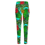 Pineapple Hibiscus Hawaii Pattern Print High-Waisted Pocket Leggings