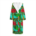 Pineapple Hibiscus Hawaii Pattern Print Hooded Bathrobe