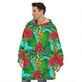 Pineapple Hibiscus Hawaii Pattern Print Hoodie Blanket