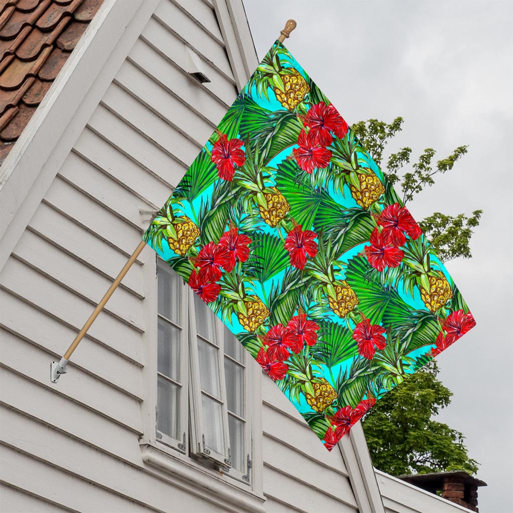 Pineapple Hibiscus Hawaii Pattern Print House Flag