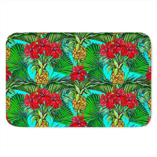 Pineapple Hibiscus Hawaii Pattern Print Indoor Door Mat