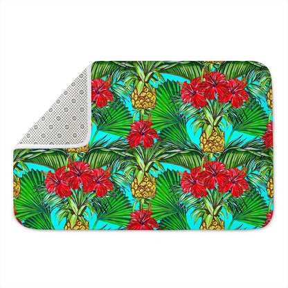 Pineapple Hibiscus Hawaii Pattern Print Indoor Door Mat