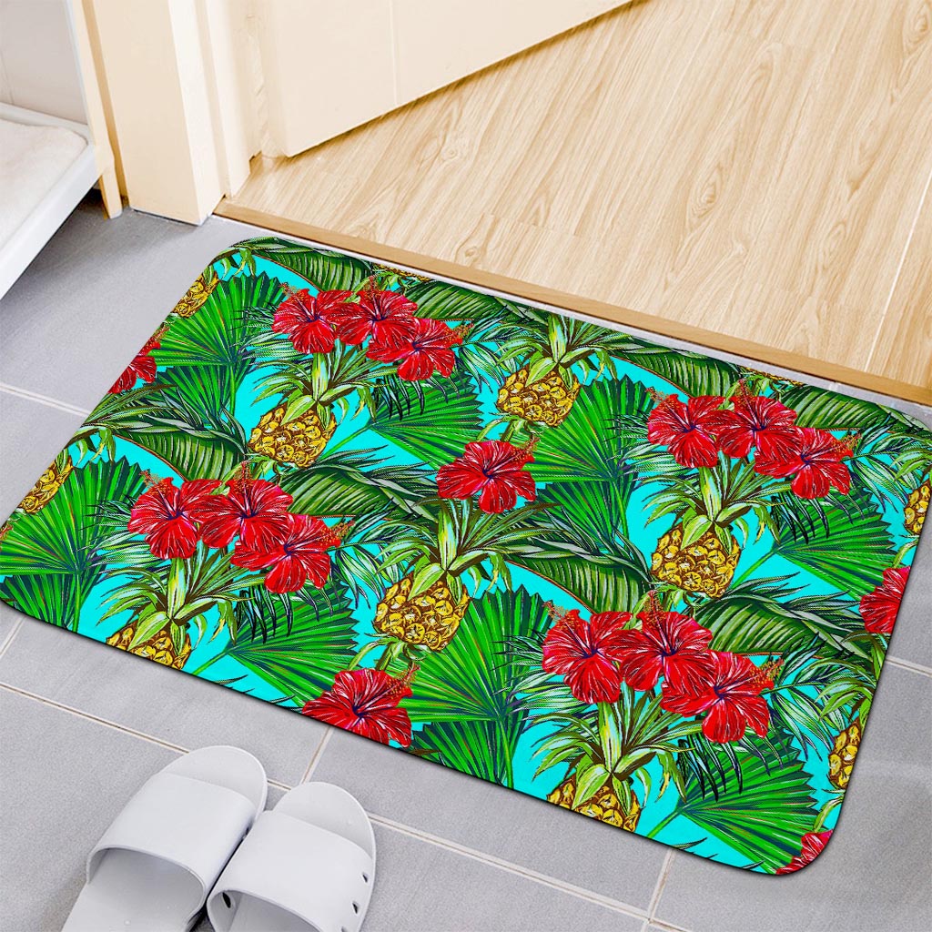 Pineapple Hibiscus Hawaii Pattern Print Indoor Door Mat