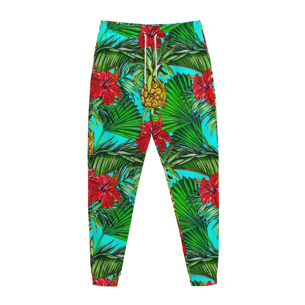 Pineapple Hibiscus Hawaii Pattern Print Jogger Pants