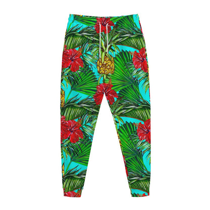 Pineapple Hibiscus Hawaii Pattern Print Jogger Pants