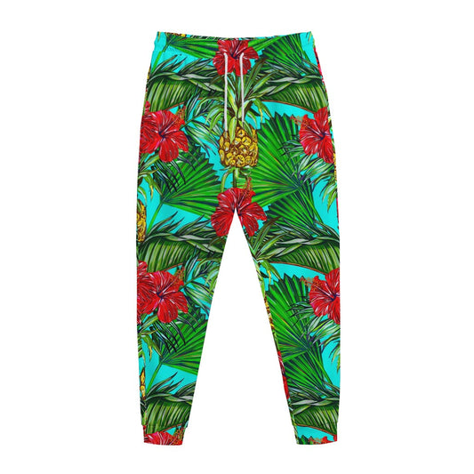 Pineapple Hibiscus Hawaii Pattern Print Jogger Pants