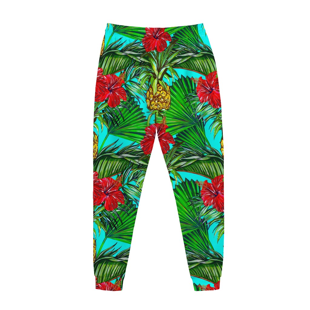Pineapple Hibiscus Hawaii Pattern Print Jogger Pants