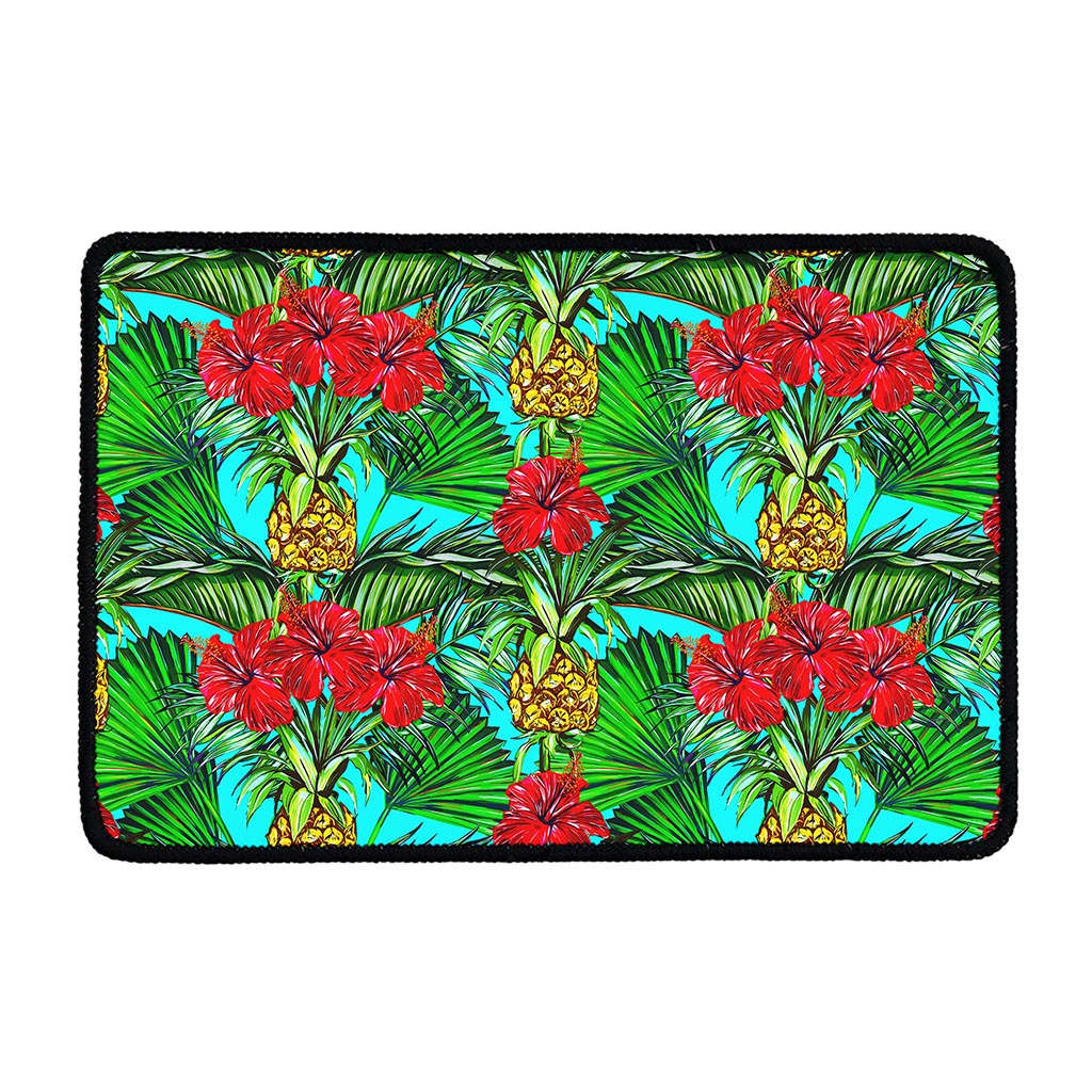Pineapple Hibiscus Hawaii Pattern Print Kitchen Mat
