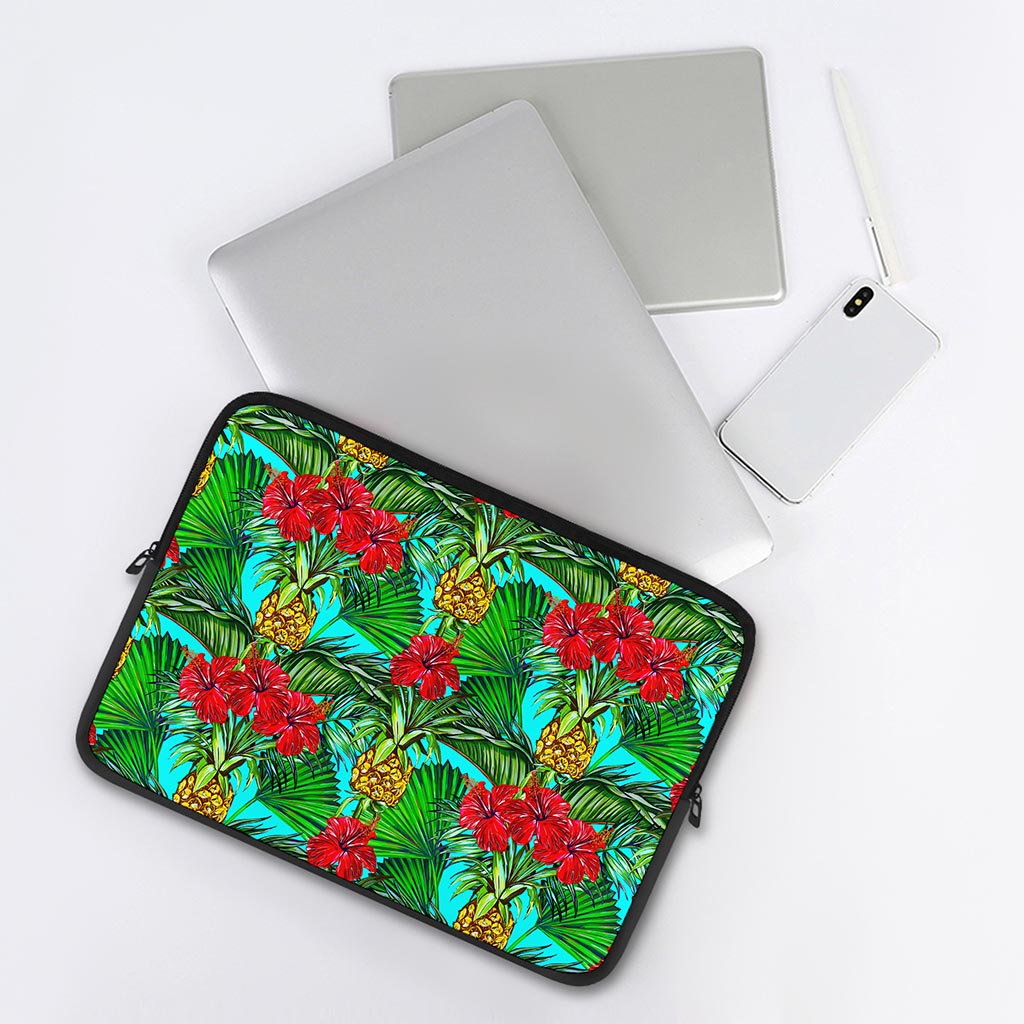 Pineapple Hibiscus Hawaii Pattern Print Laptop Sleeve