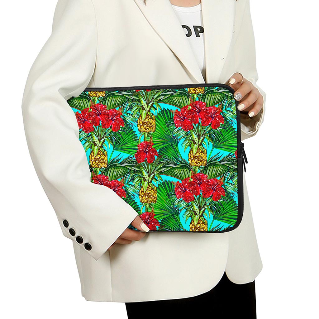 Pineapple Hibiscus Hawaii Pattern Print Laptop Sleeve