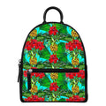 Pineapple Hibiscus Hawaii Pattern Print Leather Backpack