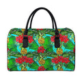 Pineapple Hibiscus Hawaii Pattern Print Leather Duffel Bag