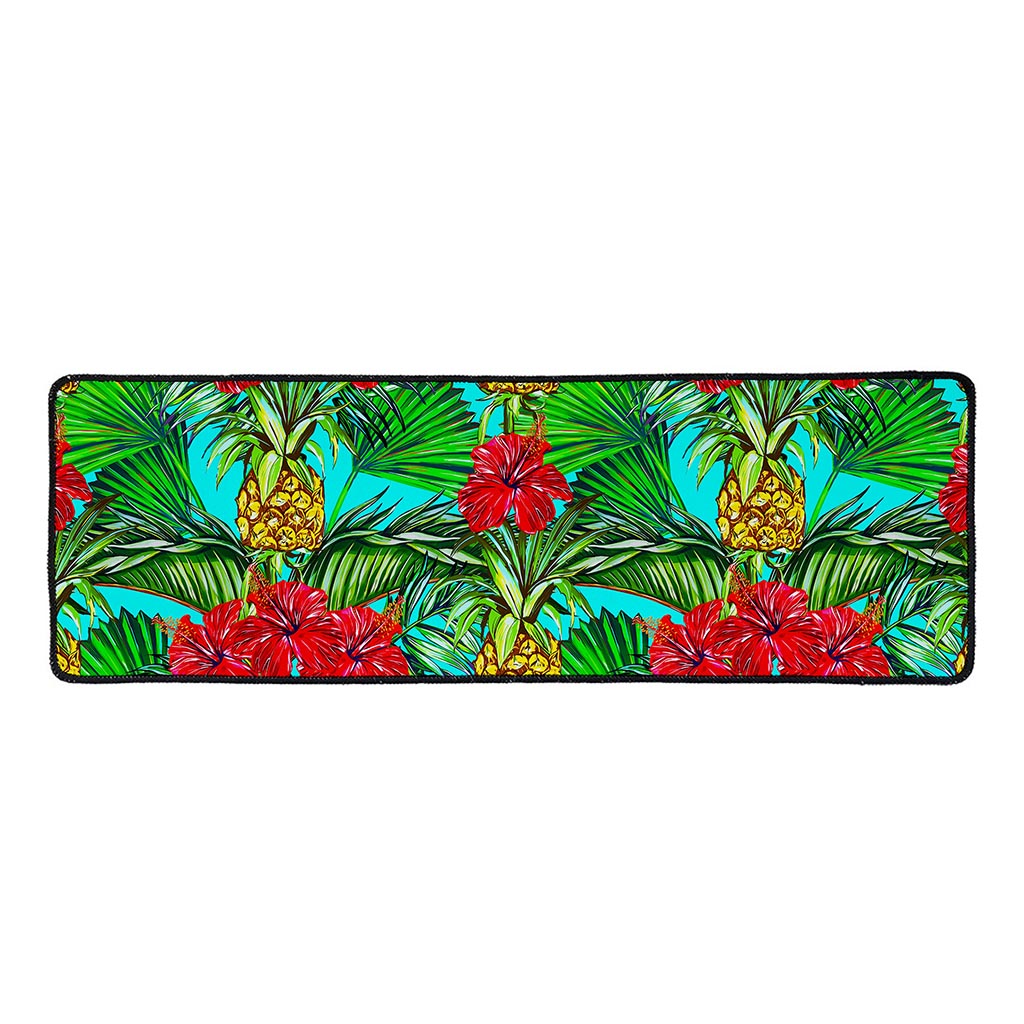 Pineapple Hibiscus Hawaii Pattern Print Long Kitchen Mat