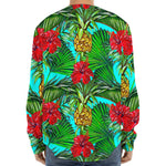 Pineapple Hibiscus Hawaii Pattern Print Long Sleeve Baseball Jersey