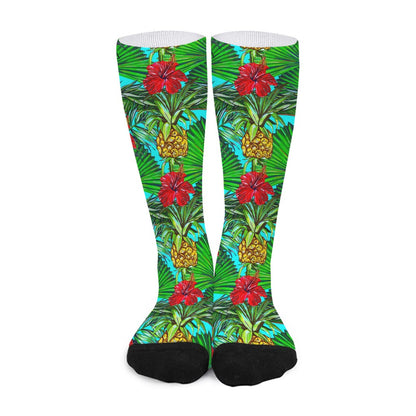Pineapple Hibiscus Hawaii Pattern Print Long Socks