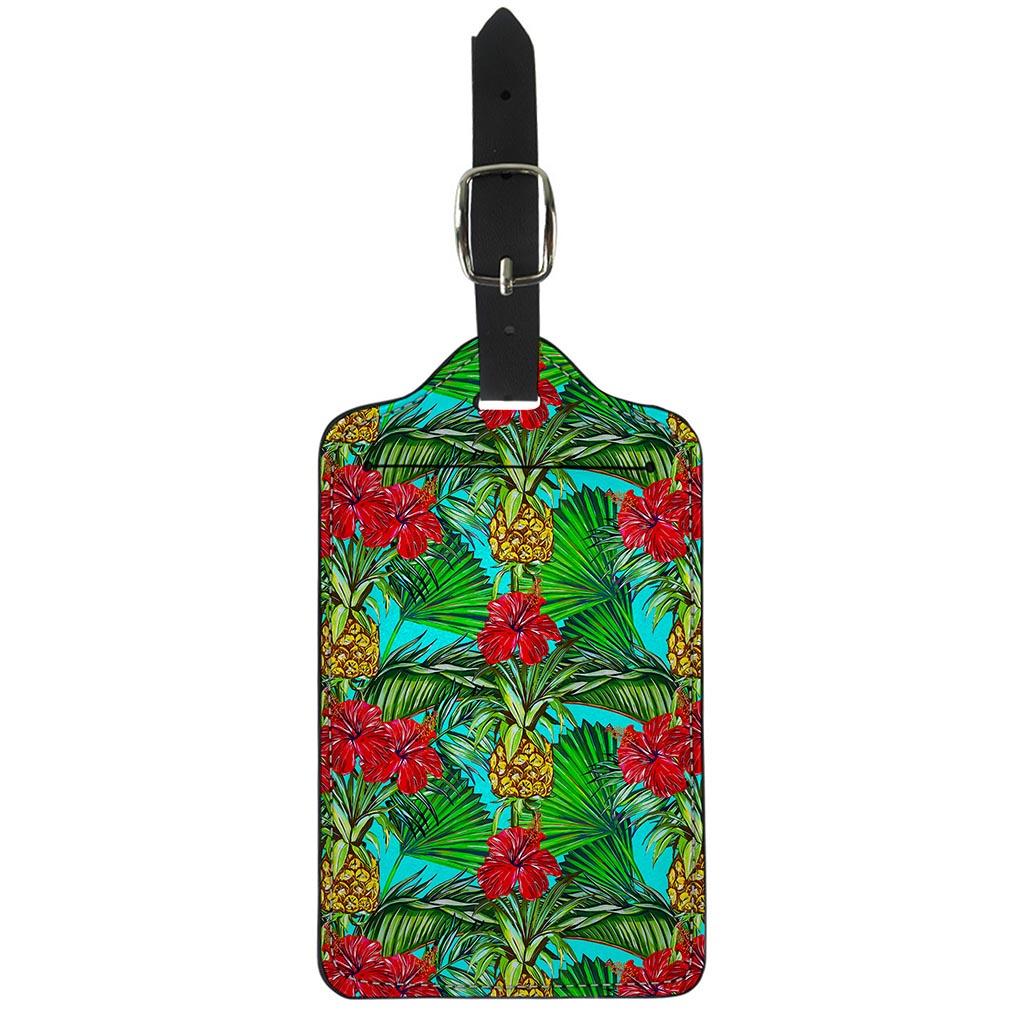 Pineapple Hibiscus Hawaii Pattern Print Luggage Tag