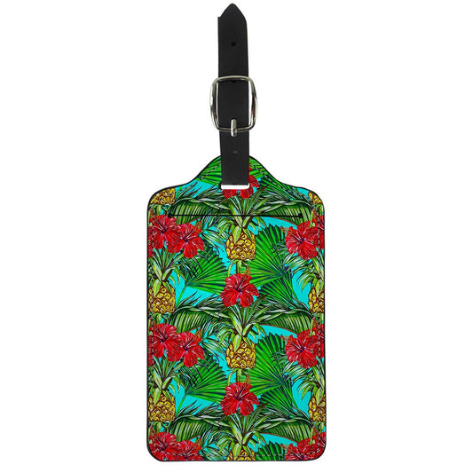 Pineapple Hibiscus Hawaii Pattern Print Luggage Tag