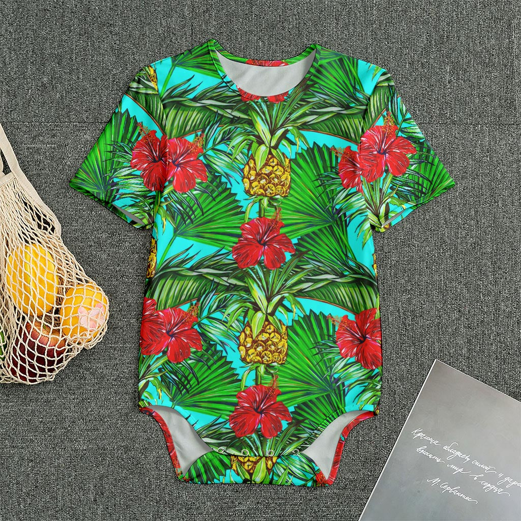 Pineapple Hibiscus Hawaii Pattern Print Men's Bodysuit
