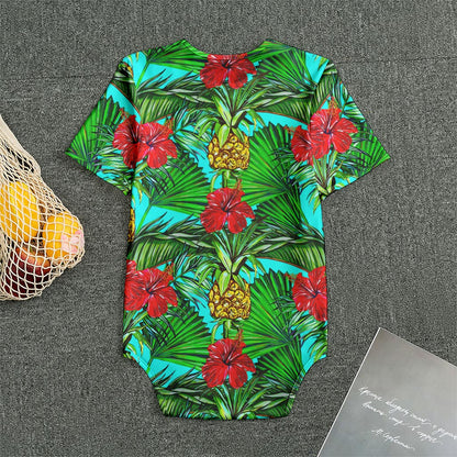 Pineapple Hibiscus Hawaii Pattern Print Men's Bodysuit