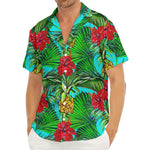 Pineapple Hibiscus Hawaii Pattern Print Men's Deep V-Neck Shirt