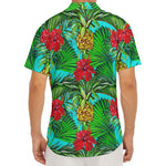Pineapple Hibiscus Hawaii Pattern Print Men's Deep V-Neck Shirt