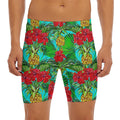 Pineapple Hibiscus Hawaii Pattern Print Men's Long Boxer Briefs