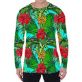Pineapple Hibiscus Hawaii Pattern Print Men's Long Sleeve T-Shirt