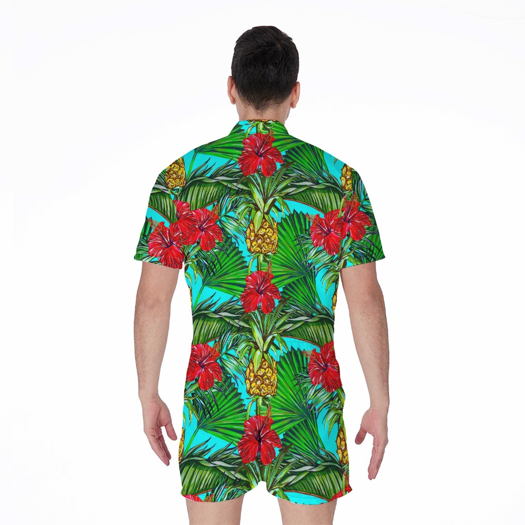 Pineapple Hibiscus Hawaii Pattern Print Men's Rompers