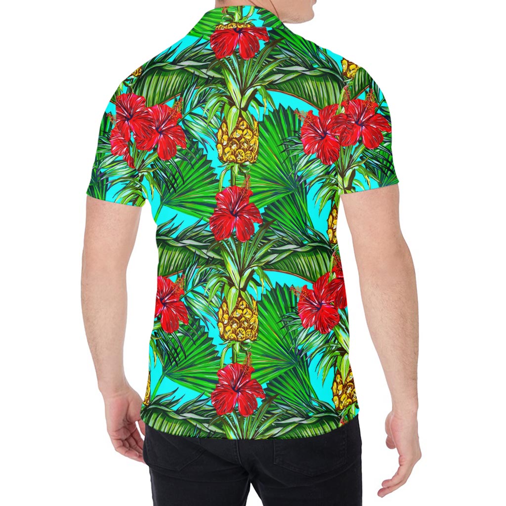 Pineapple Hibiscus Hawaii Pattern Print Men's Shirt