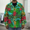 Pineapple Hibiscus Hawaii Pattern Print Men's Shirt Jacket