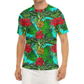 Pineapple Hibiscus Hawaii Pattern Print Men's Short Sleeve Rash Guard