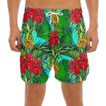 Pineapple Hibiscus Hawaii Pattern Print Men's Split Running Shorts