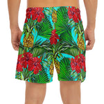 Pineapple Hibiscus Hawaii Pattern Print Men's Split Running Shorts
