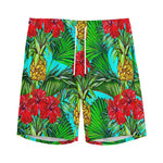 Pineapple Hibiscus Hawaii Pattern Print Men's Sports Shorts