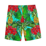 Pineapple Hibiscus Hawaii Pattern Print Men's Sports Shorts