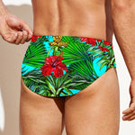 Pineapple Hibiscus Hawaii Pattern Print Men's Swim Briefs