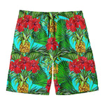 Pineapple Hibiscus Hawaii Pattern Print Men's Swim Trunks