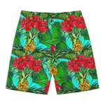 Pineapple Hibiscus Hawaii Pattern Print Men's Swim Trunks