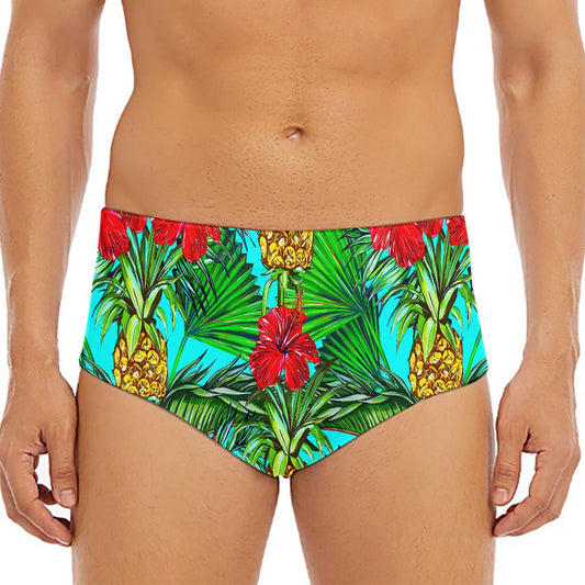 Pineapple Hibiscus Hawaii Pattern Print Men's Triangle Swim Briefs