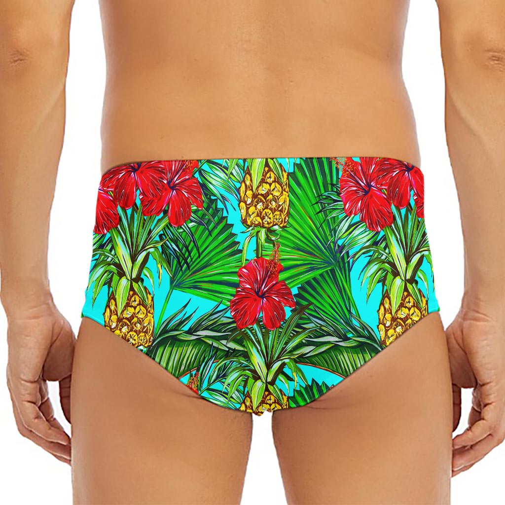 Pineapple Hibiscus Hawaii Pattern Print Men's Triangle Swim Briefs