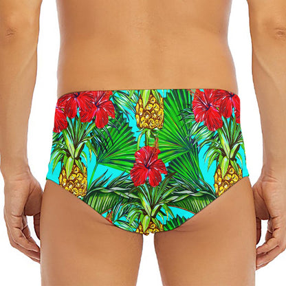 Pineapple Hibiscus Hawaii Pattern Print Men's Triangle Swim Briefs