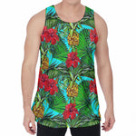 Pineapple Hibiscus Hawaii Pattern Print Men's Velvet Tank Top