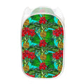 Pineapple Hibiscus Hawaii Pattern Print Mesh Laundry Hamper